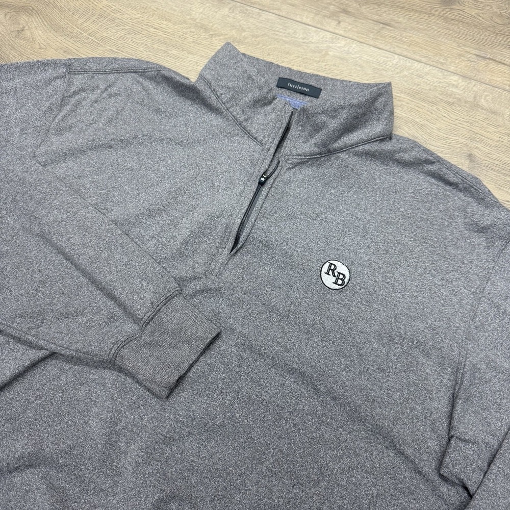 Turtleson Heather Grey RB Logo 1/4 Zip Pullover Men's Sz L Preppy Golf Casual